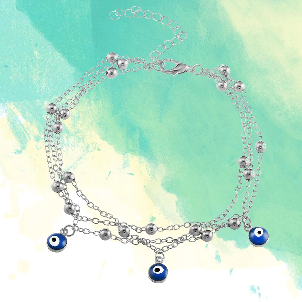 Bohemia Chic Mini Evil Eye Style Anklet Dangle Anklet for Barefoot Sandals Jewellery - Silver