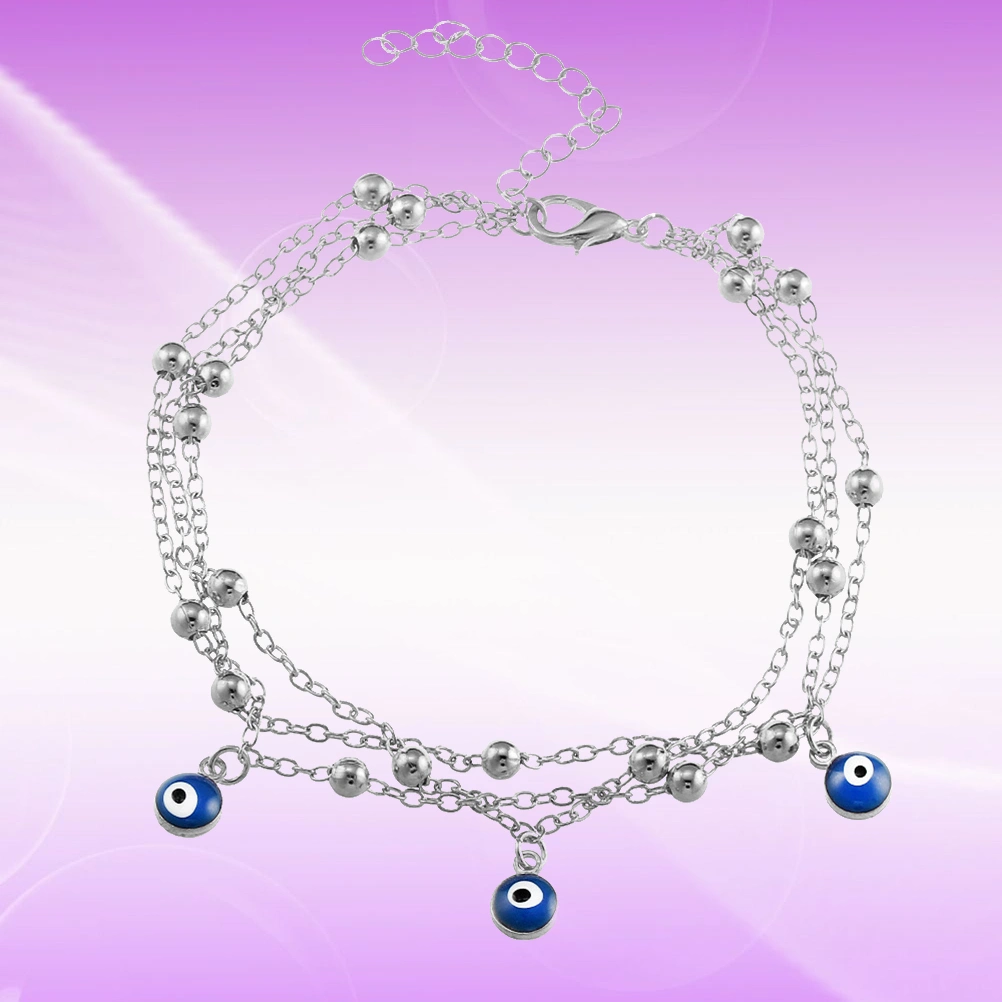 Bohemia Chic Mini Evil Eye Style Anklet Dangle Anklet for Barefoot Sandals Jewellery - Silver