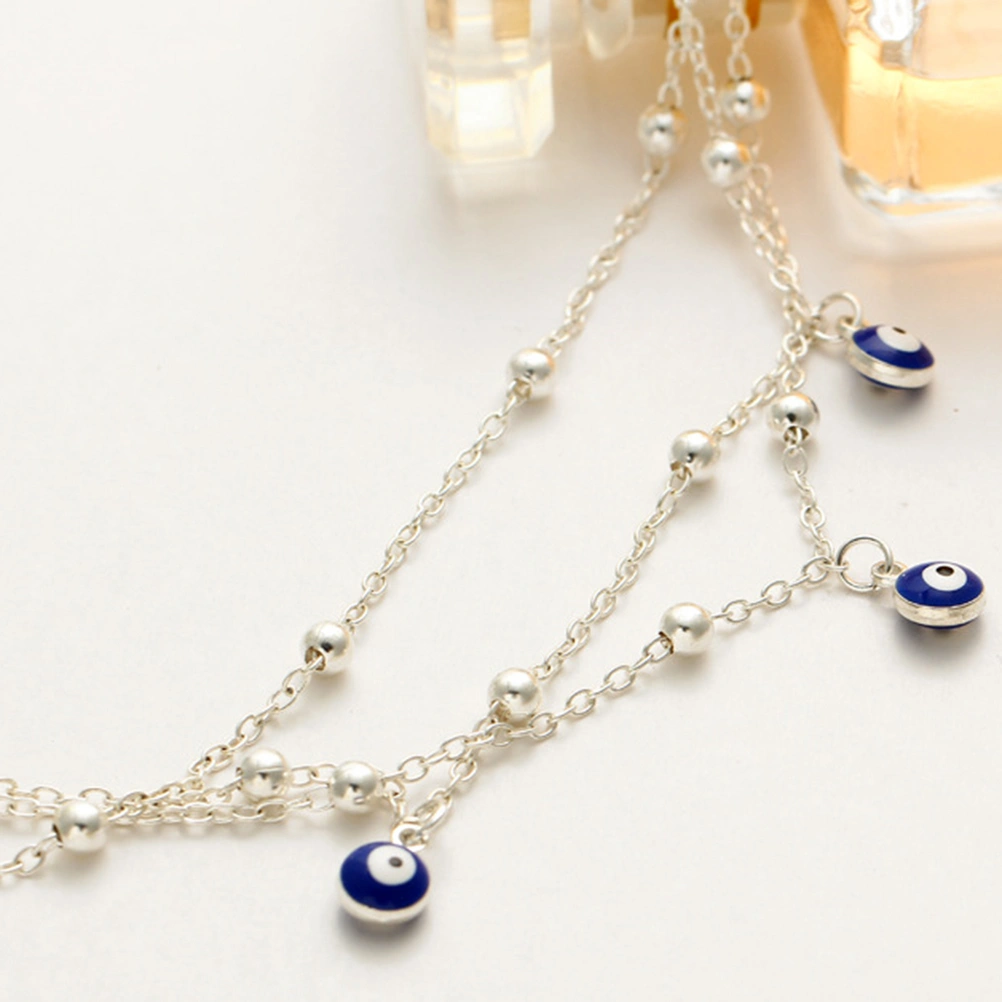 Bohemia Chic Mini Evil Eye Style Anklet Dangle Anklet for Barefoot Sandals Jewellery - Silver