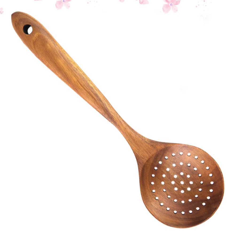 Wooden Spoon Simple Durable Smooth Non-Stick Pan Soup Spoon Kitchen Non-Stick Pan Spoon for Home Store (Strainer Spoon)