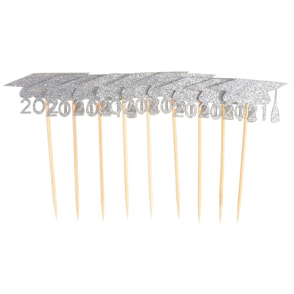 24pcs Graduation Party Cupcake Cake Dessert Toppers Creative Paper Cake Toppers