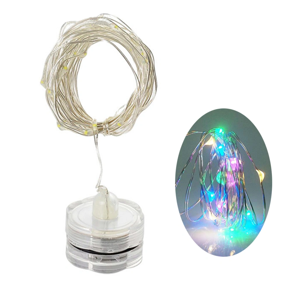 2m 20 LEDs Submersible Copper Wire String Lights Button Battery Powered for Christmas Wedding Decoration (Multicolor)