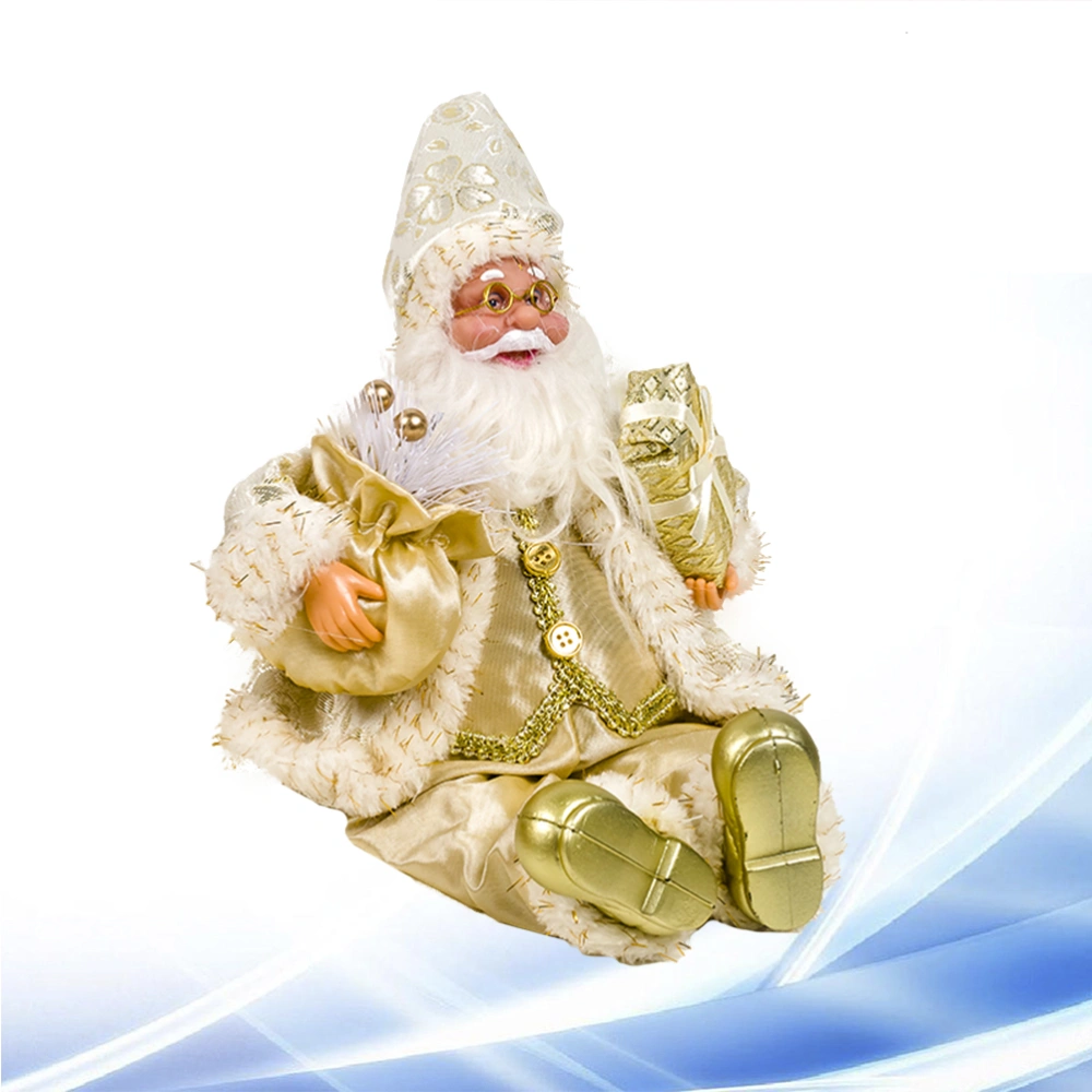 Platinum Cloth Santa Claus Sitting Doll Ornaments for Home Party Shop Window