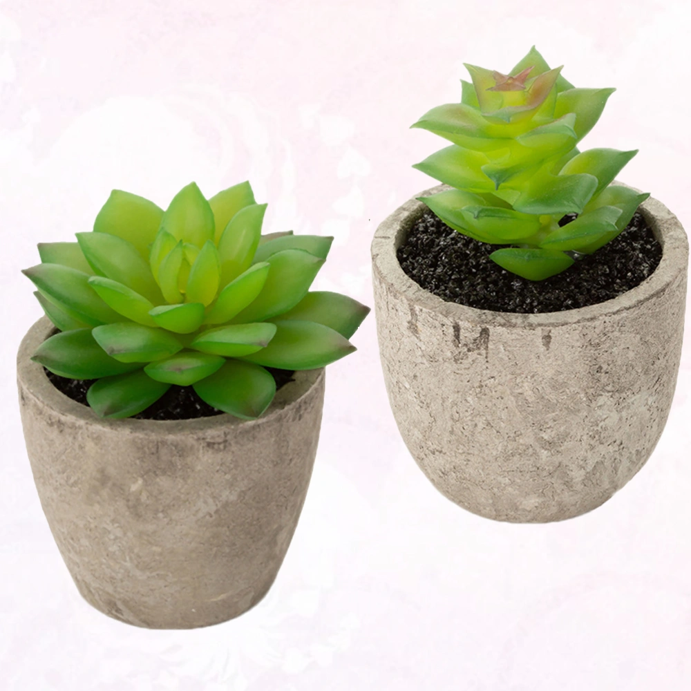 2 Pcs Simulated Succulent Plant Ornament Fake Plant Landscape Pulp Basin Flowerpot Decors for Home Office Balcony Supplies (ES0339, ES0340)