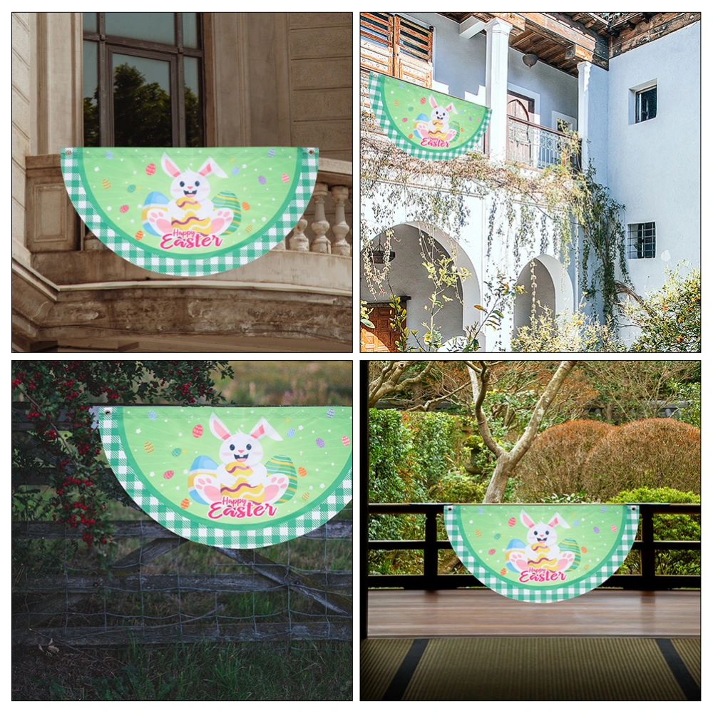 Easter Fan-shaped Flag Happy Easter Flag Indoor Outdoor Decoration Flag