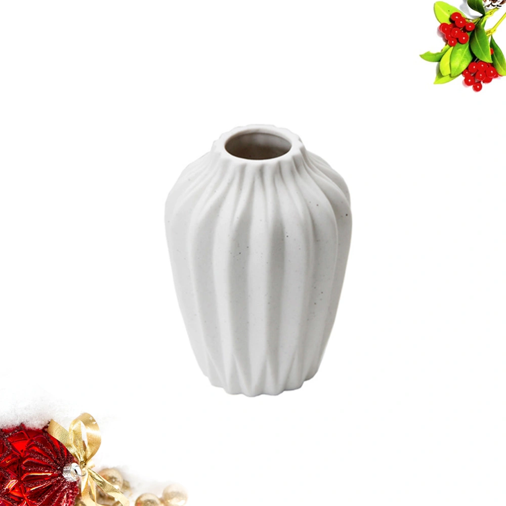 Flower Arrangement Vase Ceramic Vase Mini Flower Container Desktop Adornment - High (White)