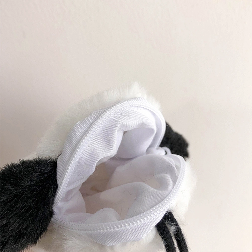 Plush Puppy Hanging Neck Coin Purse Multiple Coin Bag Wallet with Hanging Strap for Women Girls Ladies