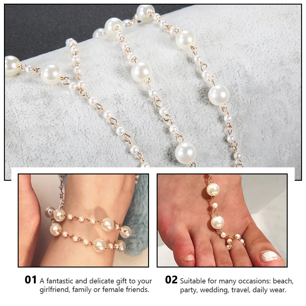 2Pcs Pearl Elegant Ankle Chain Creative Foot Chain Beach Anklet Decoration