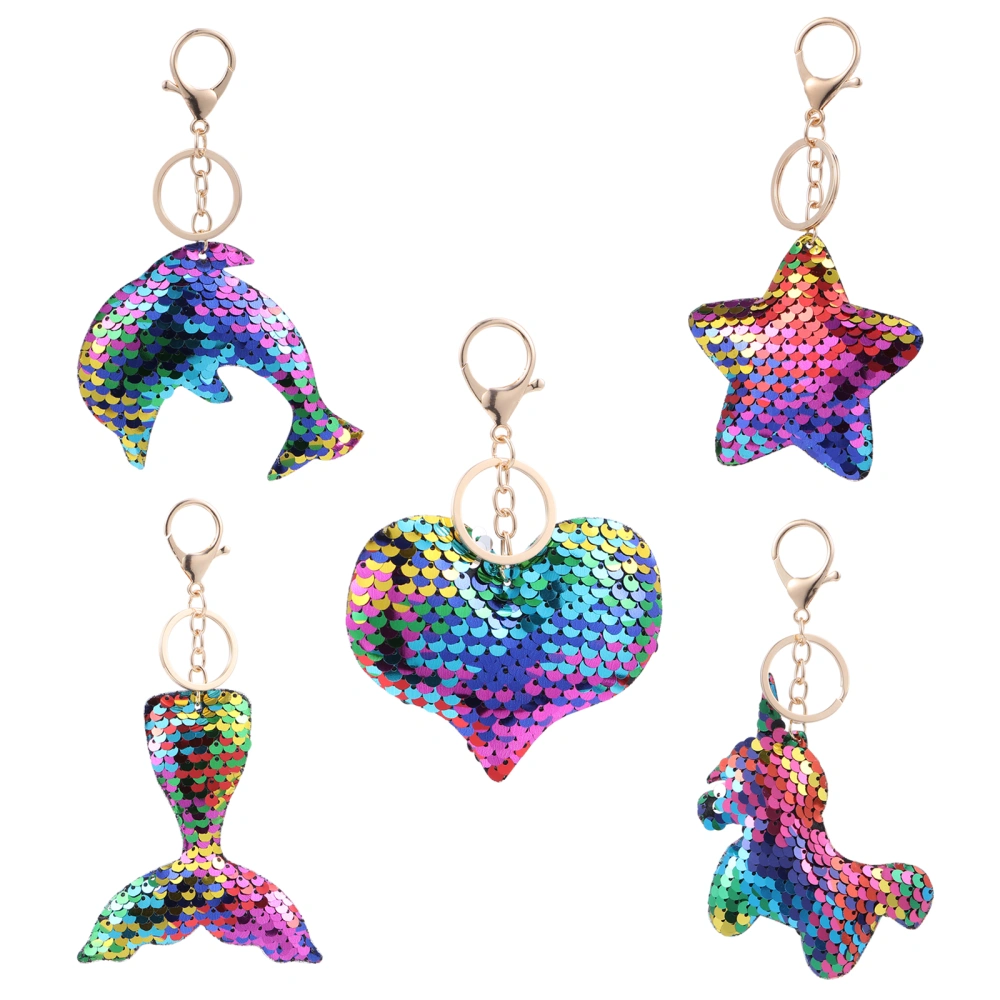 10pcs Creative Key Rings Sequined Key Chains Backpack Hanging Pendants