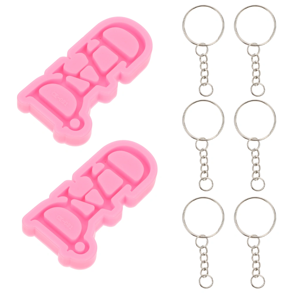 2pcs Father's Day Key Chain Molds Creative DIY Epoxy Molds with 30 Key Rings