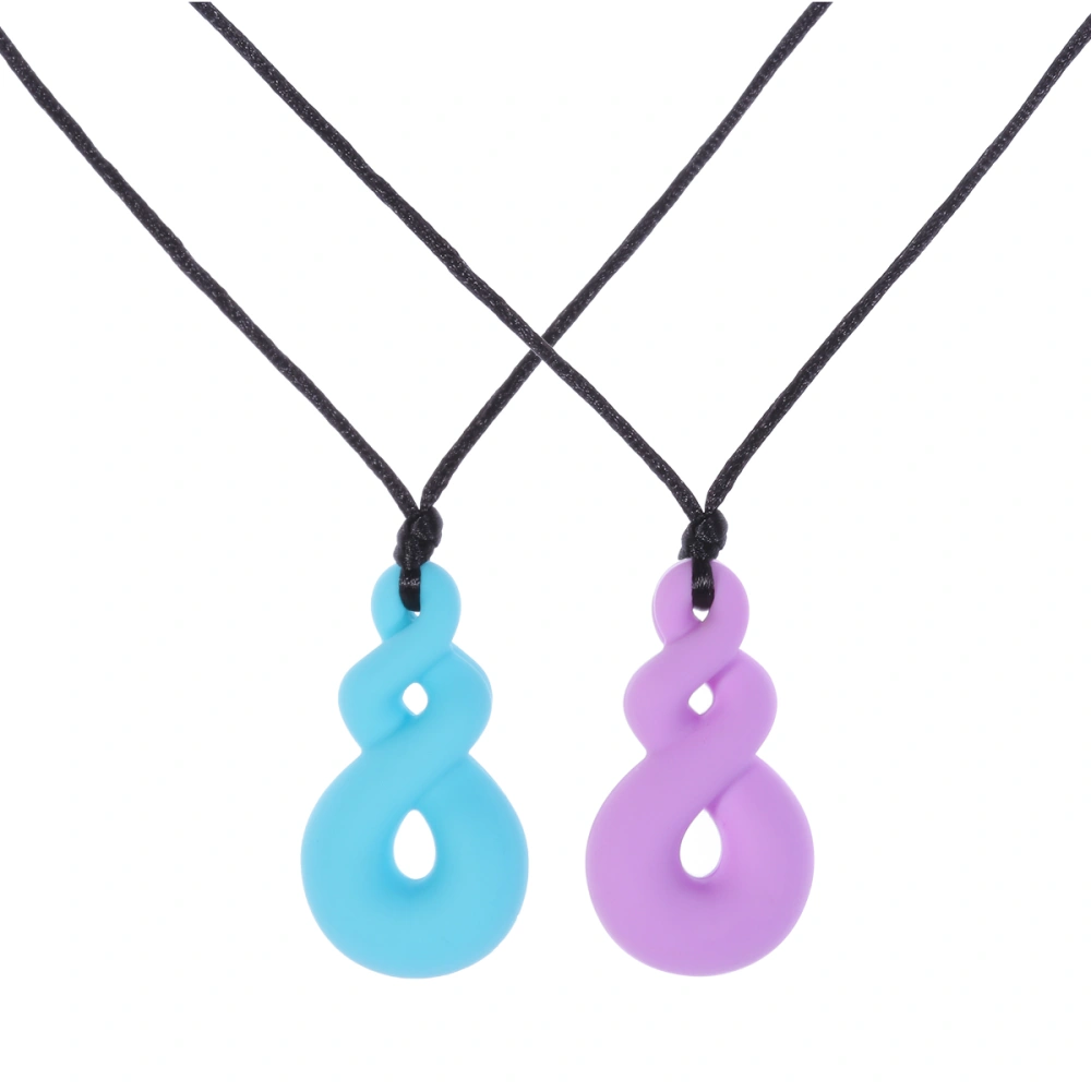 ROSENICE 2Pcs Chewing Necklace Calming Chew Necklace for Autism ADHD Oral Motor Chewing Biting Teething Needs (Light Blue and Purple)