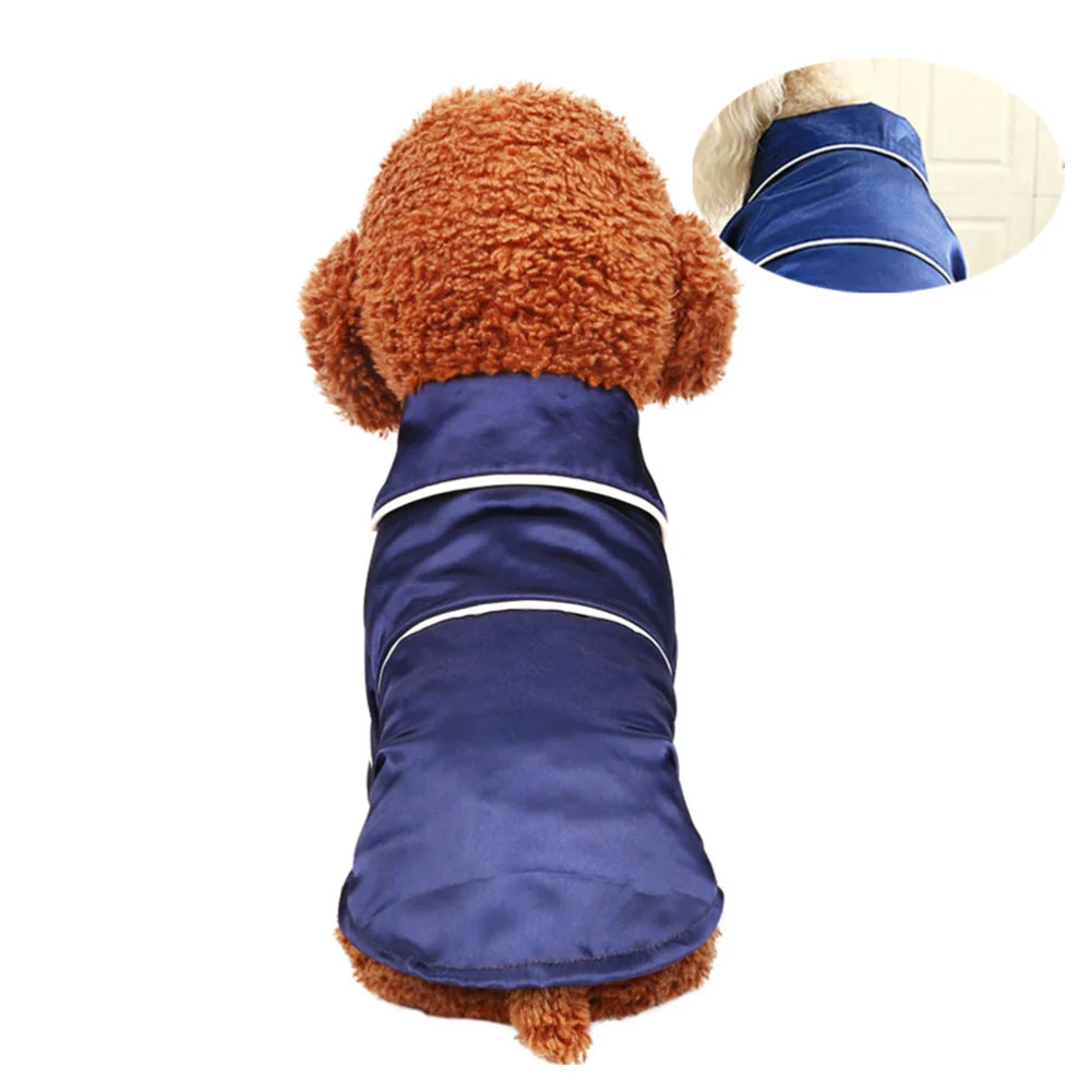 Pet Short Sleeve Pajamas Cotton Dog Clothes Sleep Costume Four Seasons Clothes for Pet Dog (Navy, S)