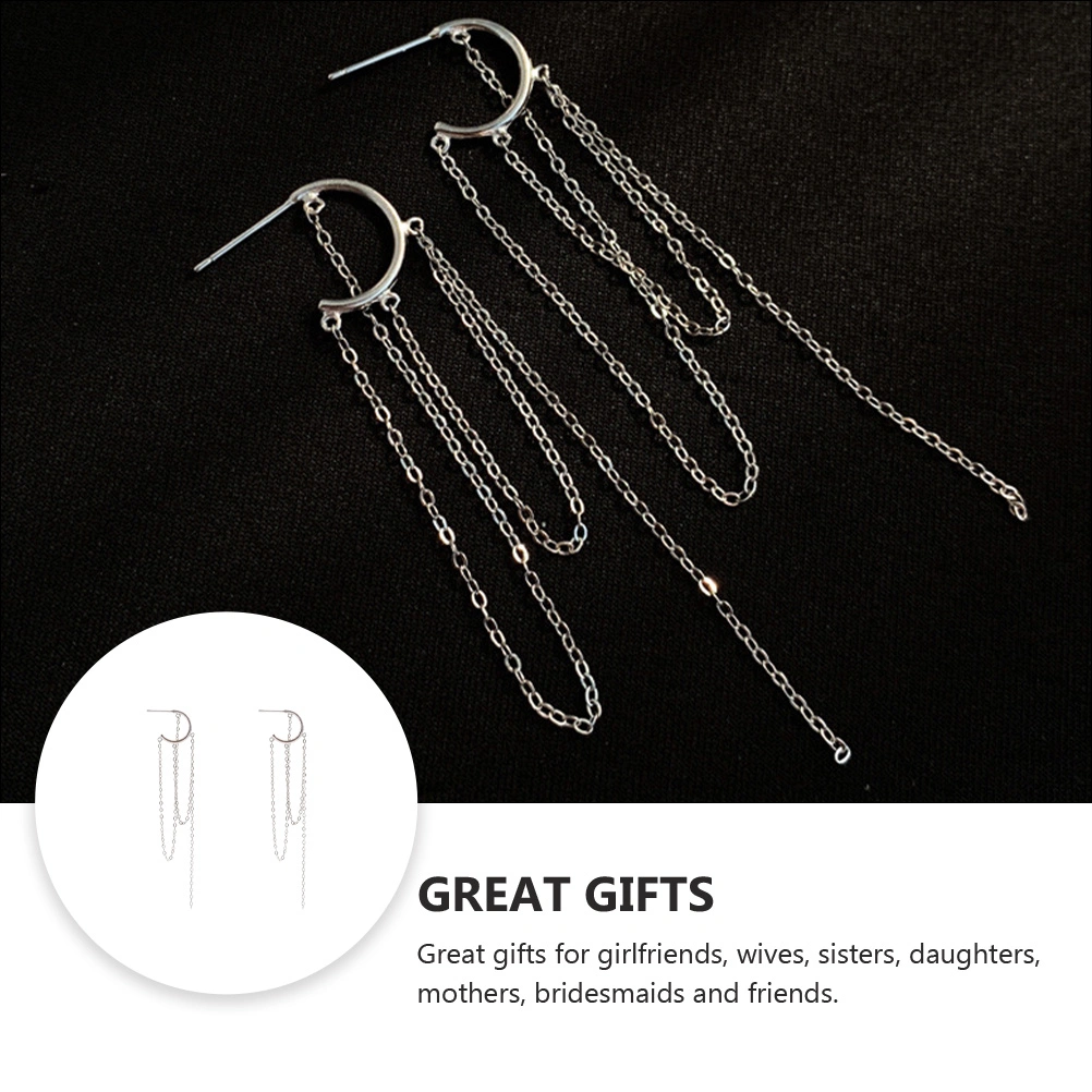 1 Pair Tassel Temperament Ear Rings Exaggerated Fashion Earrings Simple Earbob