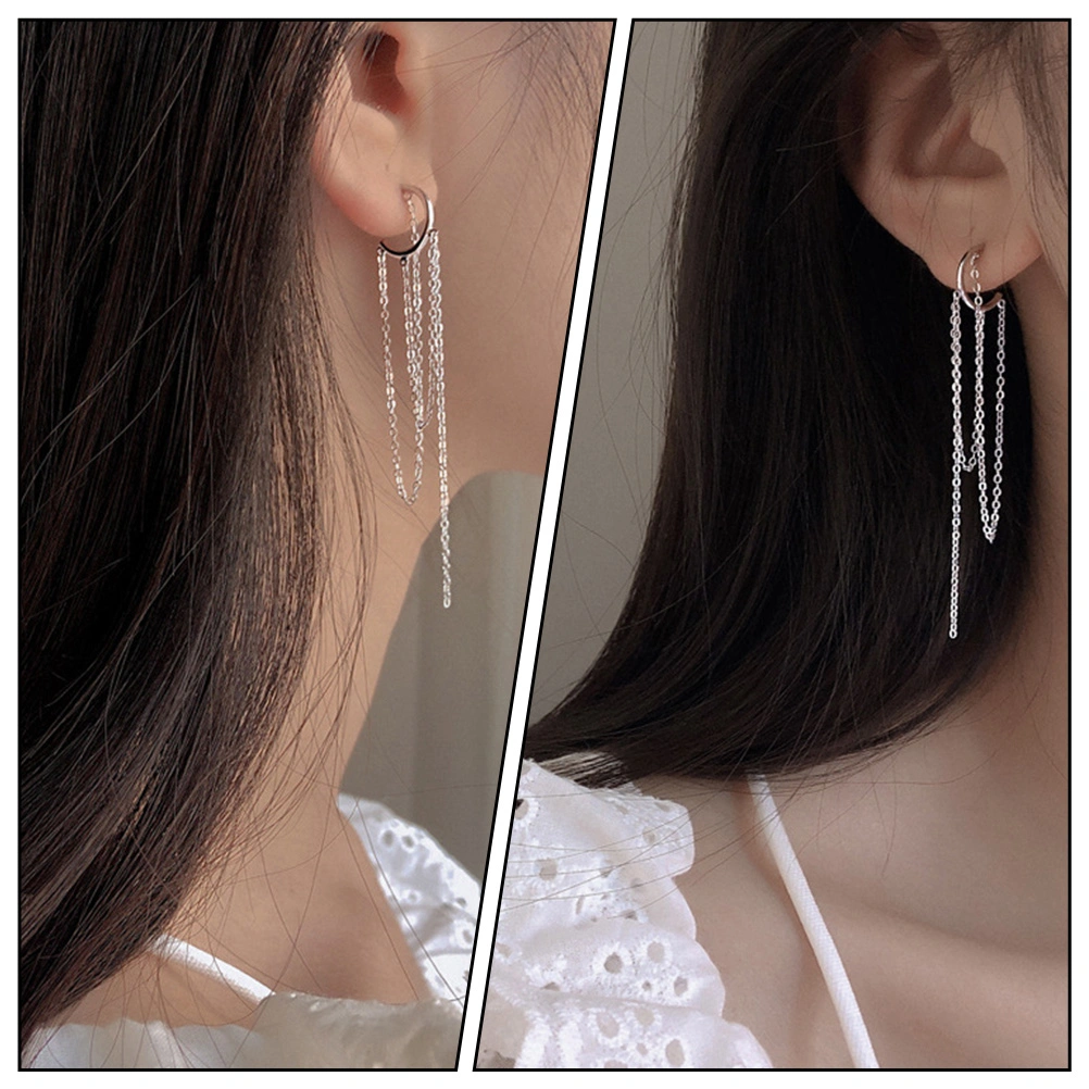 1 Pair Tassel Temperament Ear Rings Exaggerated Fashion Earrings Simple Earbob