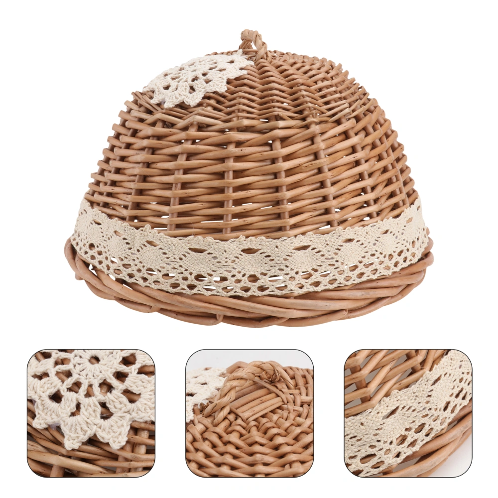 1pc Rattan Weaving Food Cover Household Storage Basket for Home (Wood Color)