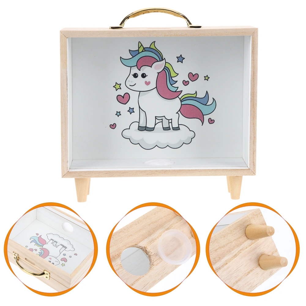 Wooden Piggy Bank Portable Handheld Coin Bank Pattern Party Favor Adornment