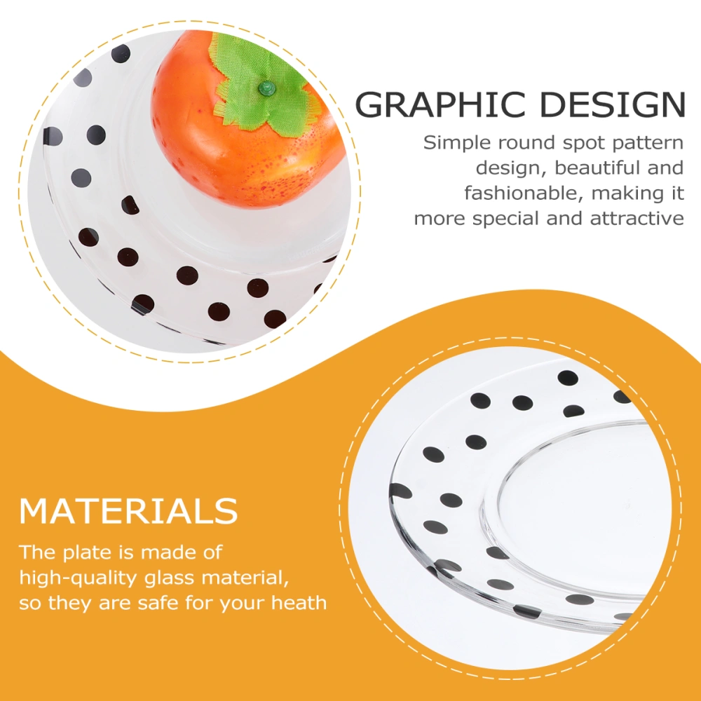 1Pc Dotted Pattern Glass Plate Salad Plate Fruit Plate Food Serving Plate