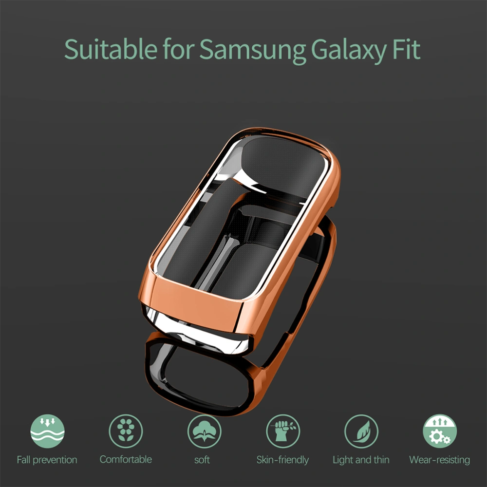 TPU Silicone Case Fashion and Durable Watch Protector Compatible for Galaxy Fit R370(Golden)