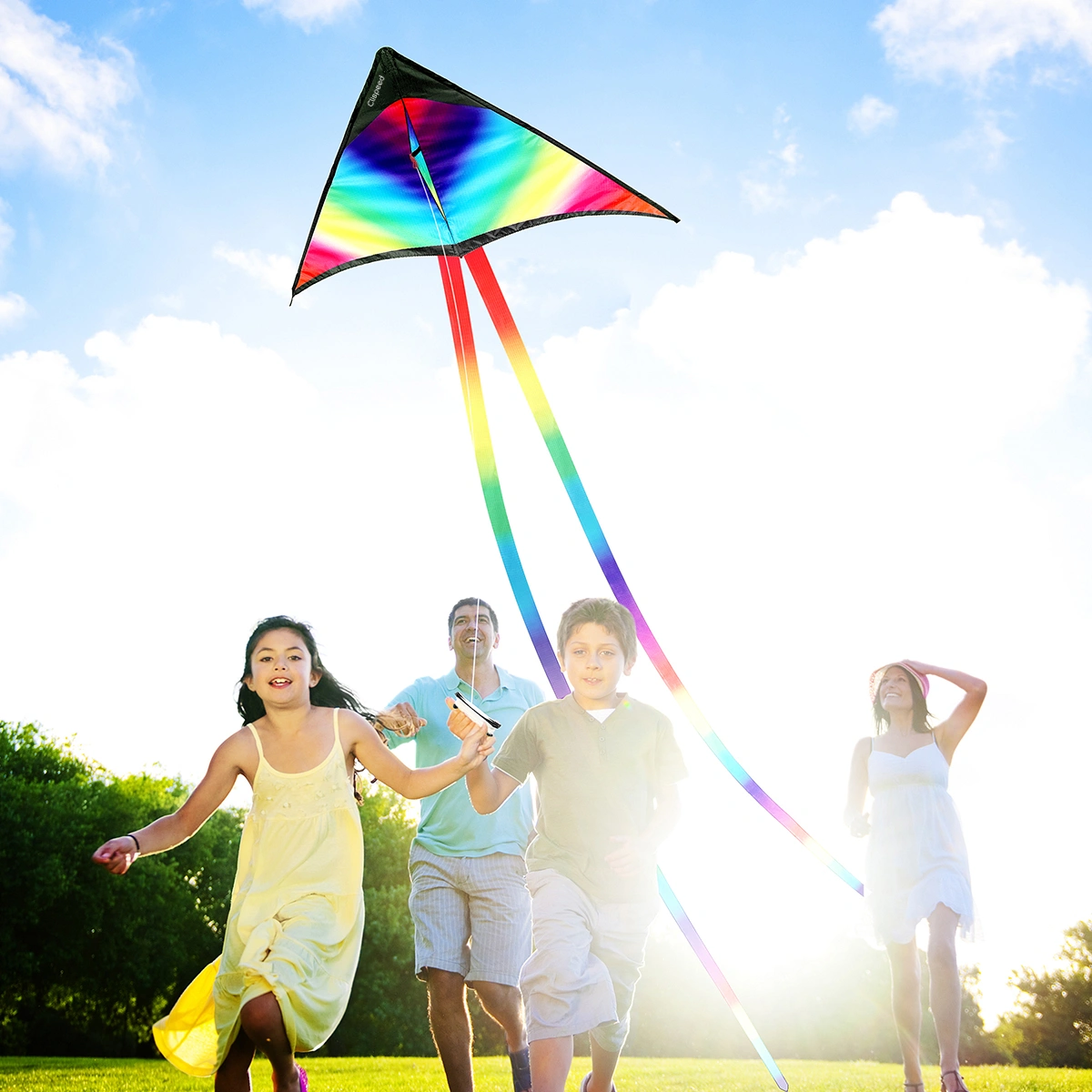 Clispeed Flying Kite Rainbow Kid's Kite with Winder with String Children Toys for Outdoor Games Activities