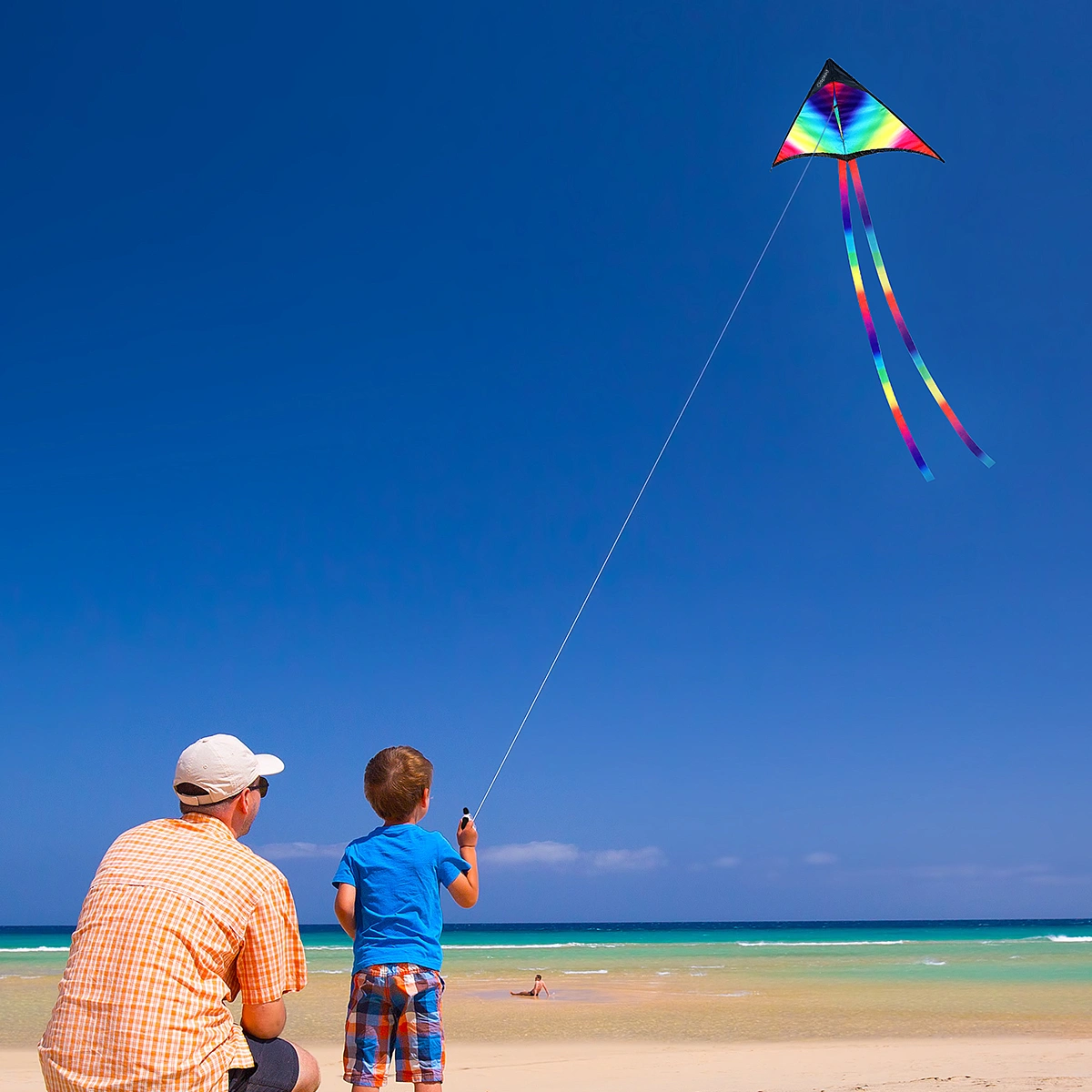 Clispeed Flying Kite Rainbow Kid's Kite with Winder with String Children Toys for Outdoor Games Activities