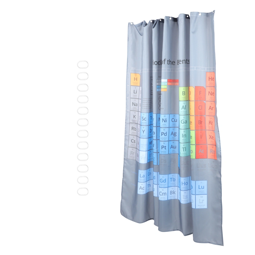 1 Set Periodic Table Shower Curtain Waterproof Shower Liner Printed Bath Curtain