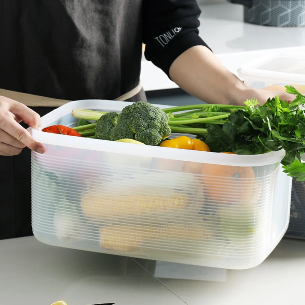 Crisper Refrigerator Storage Box Kitchen Plastic Box Fruit and Vegetable Dry Grain Rice Barrel Sealed Box (Small Medium and Large Size 5.2, 9.3, 15.5L)