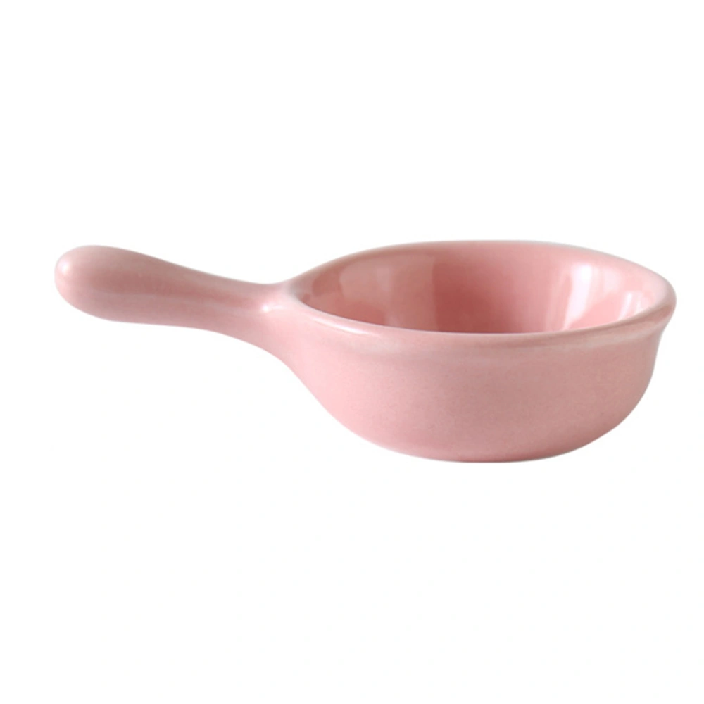 40ML Ceramic Sauce Dishes Mini Seasoning Dish Snack Plate Food Dipping Bowls Creative Appetizer Plates with Handle (Pink)