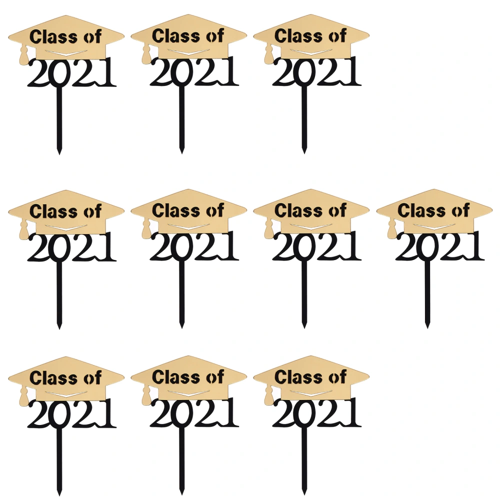 1 Set 10 Pcs Acrylic Cake Toppers Class of 2021 Cake Picks Party Supplies