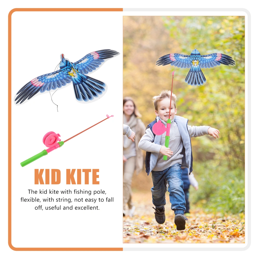 1 Set   Outdoor Cartoon Kite Children Garden Kite Toy Fishing Rod Dynamic Kite