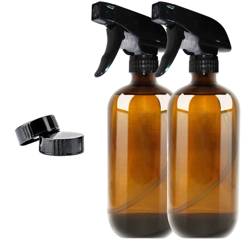 1 Set of Glass Spray Bottles Refillable Bottle Travel Subpackaging Bottle Glass Sprayer Brown (3Pcs 500ml Bottles and 3Pcs Caps)