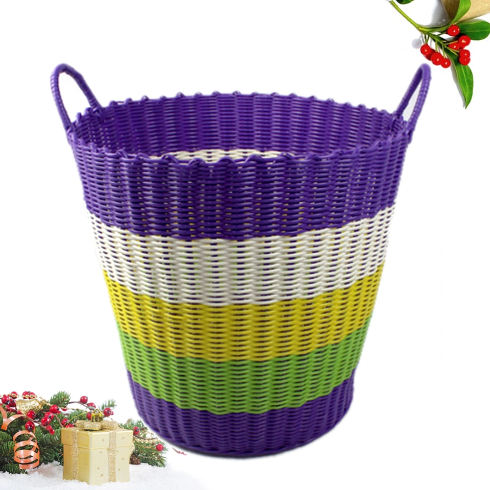 Handmade Laundry Basket Sundry Storage Basket Household Storage Organizer Supplies with Handle for Home (Random Color)