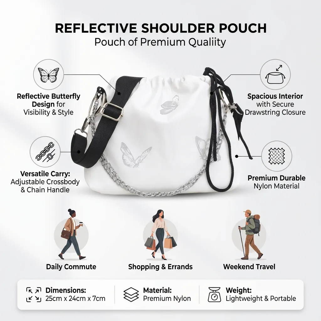 Reflective Shoulder Pouch Shoulder Bag Fashion Crossbody Bag Messenger