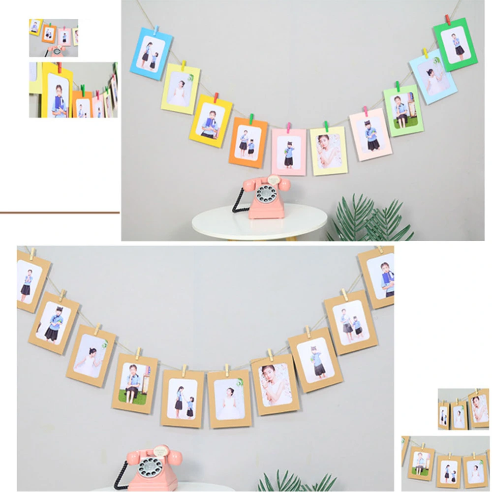 1 Set of Hemp Rope Clip Photo Frame Banner Party Layout Garland Photo Backdrop Wall Display (Clip Black)