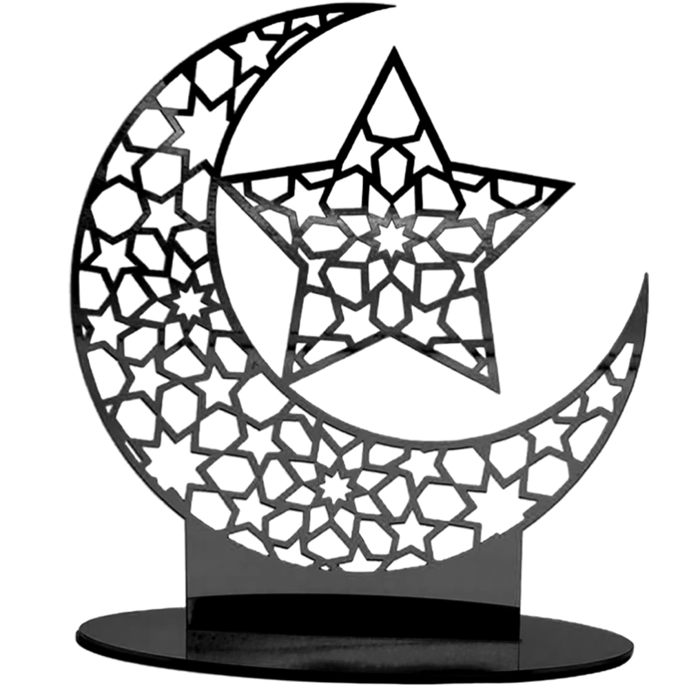 Ramadan Moon And Star Acrylic Table Sign Acrylic Mirror Surface Tabletop Ornament Home Supplies