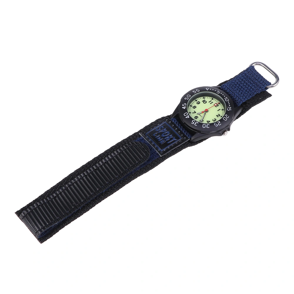 Stylish Nylon Woven Children Watch Waterproof Quartz Watch Dark Blue