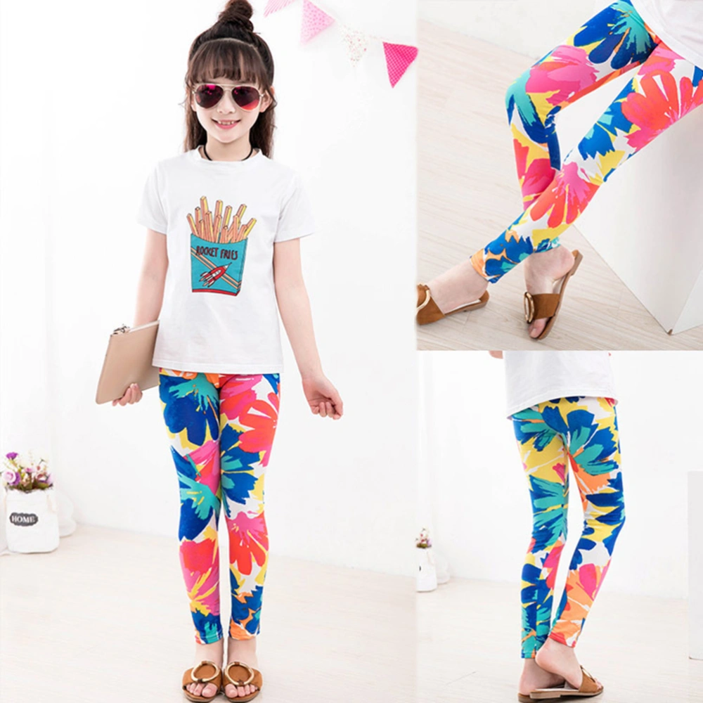 Girls Leggings Toddler Girls Pants Great Stretch Kids Printing Flower Pants Suitable for 150CM Child (Floral 3)