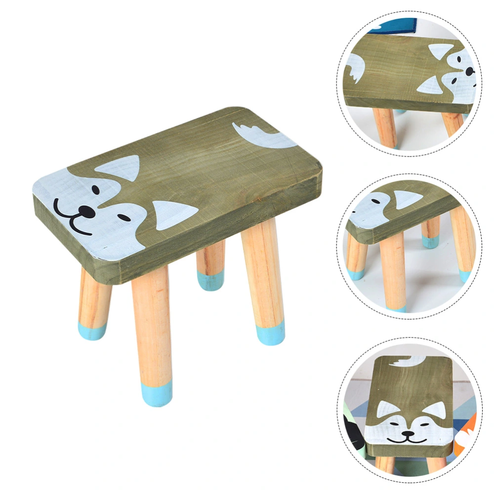 1Pc Cartoon Wooden Footstool Children Step Stool Household Stool Furniture (Dog)