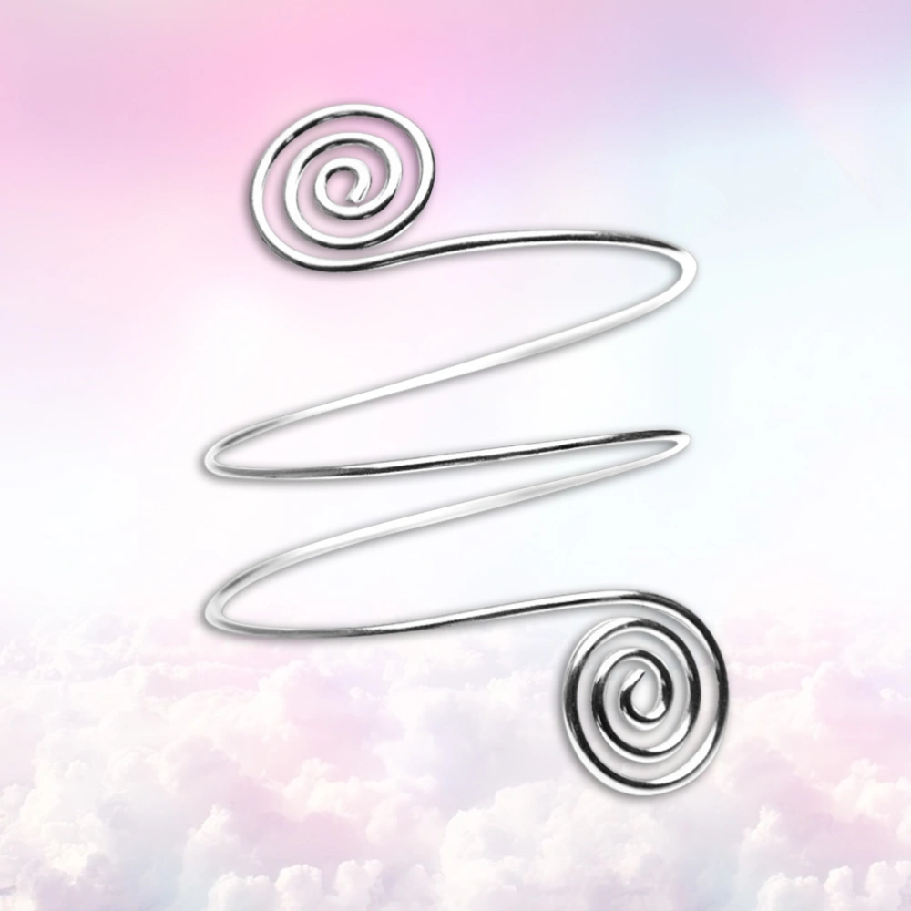 1pc Punk Style Arm Ring Spiral Metal Armlet Exaggerating Arm Circle Arm Decoration for Women Silver