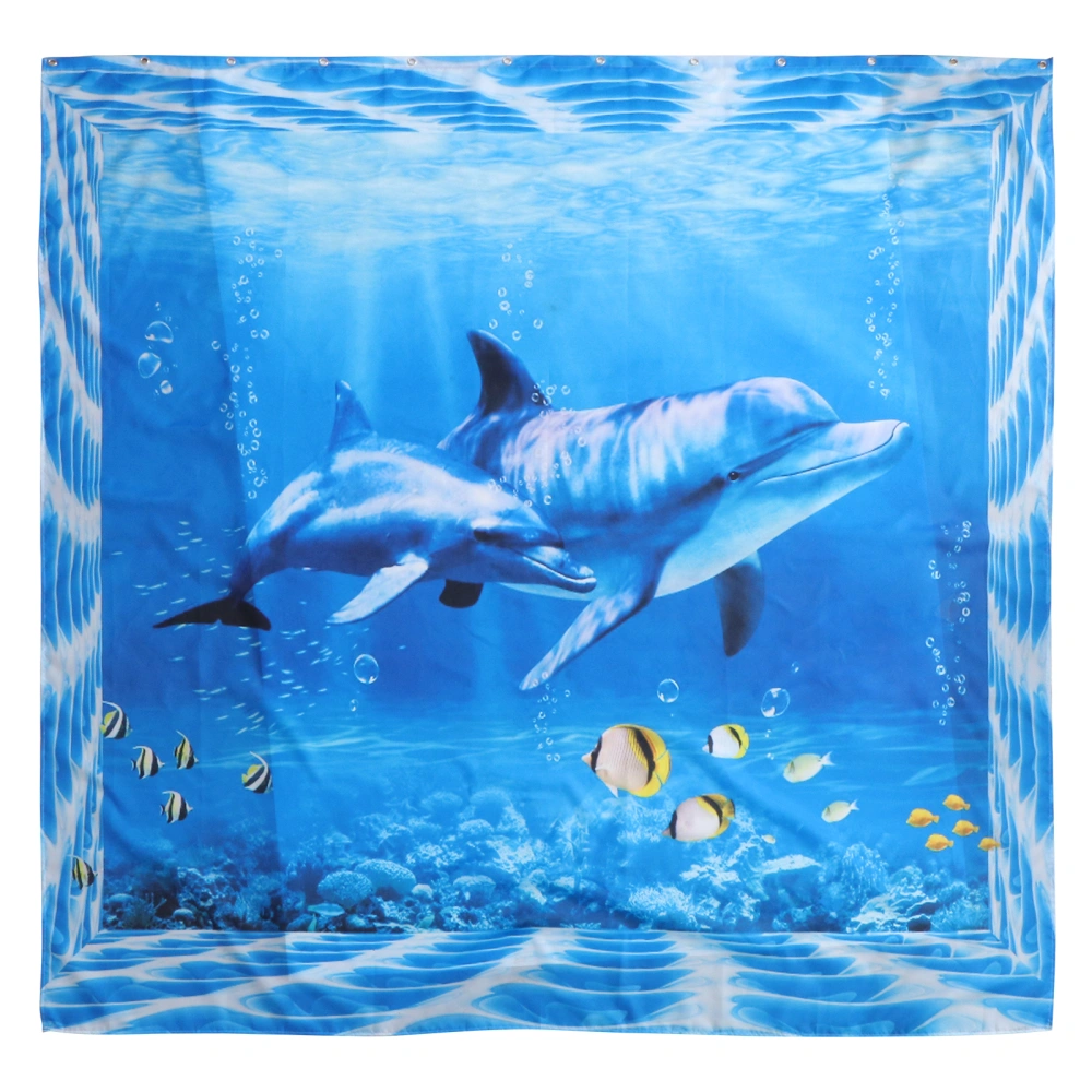 1Pc 180x200cm Creative Digital Printing Shower Curtain Dolphin Pattern Bath Curtain Separated Curtain for Bathroom Shower Room Home Hotel (Roaming Dolphin Style)