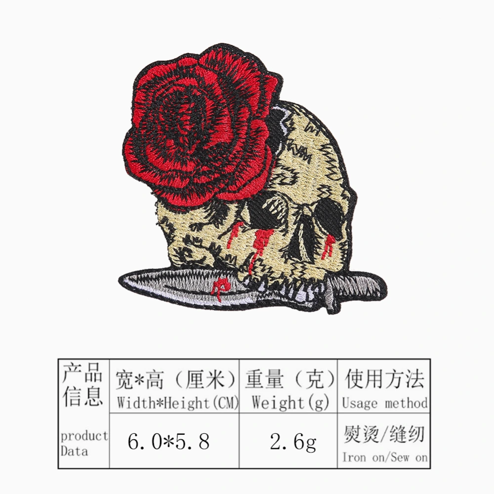 3Pcs Embroidered Patches Skull Rose Clothes Patches Clothing DIY Patches Punk Style Patches Decors