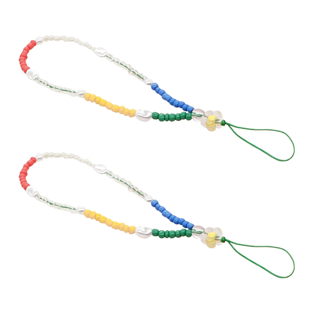 2Pcs Bohemia Style Beaded Phone Charm Cell Phone Anti-lost Wrist Strap Phone Lanyard