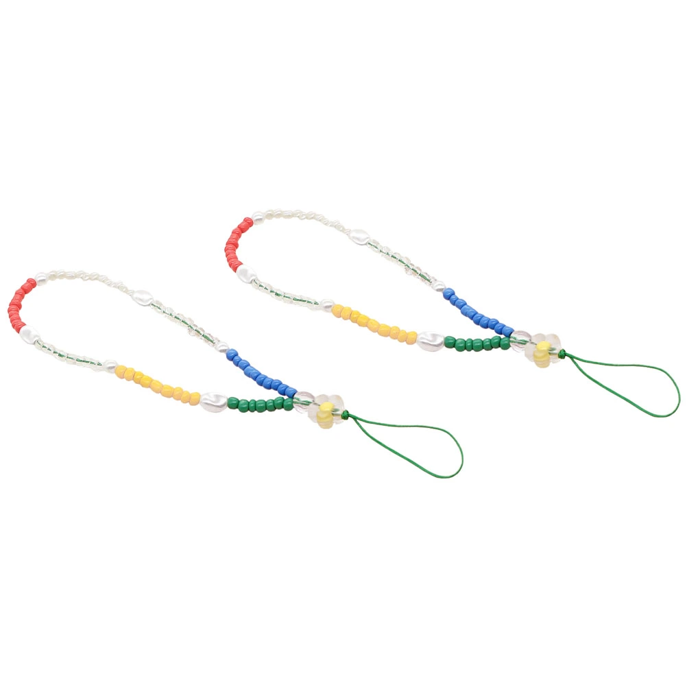 2Pcs Bohemia Style Beaded Phone Charm Cell Phone Anti-lost Wrist Strap Phone Lanyard
