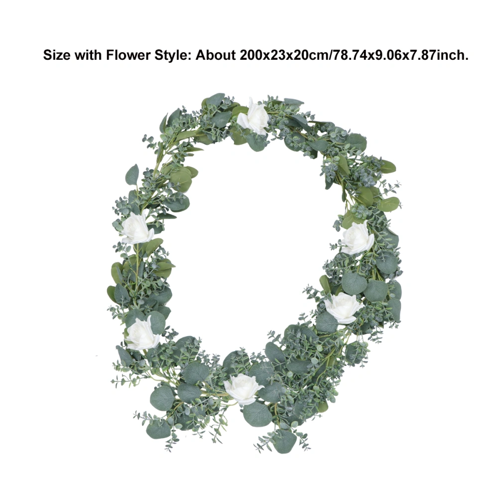 1PC Simulated Eucalyptus Rattan False Eucalyptus Leafs Rattan Decor Wedding Rattan Decoration for Party Home Store (2m Flower Leaf Style Green)