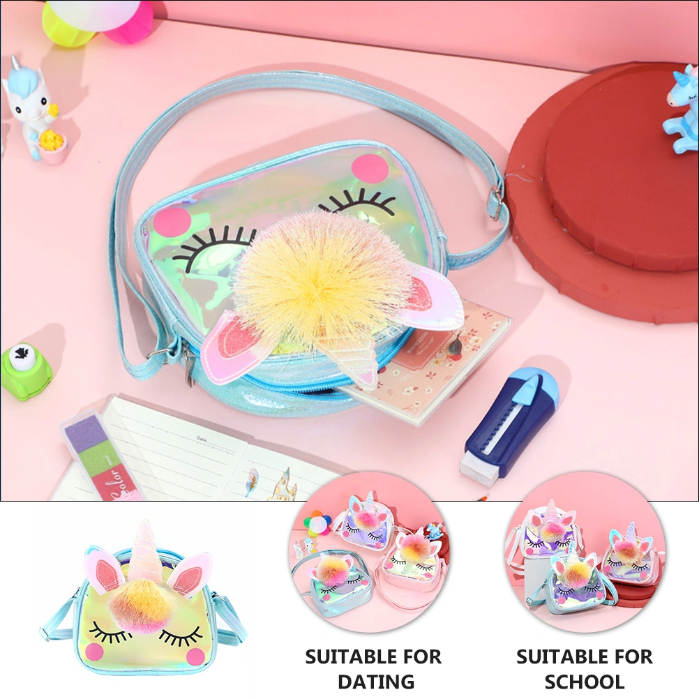 1Pc Lovely Unicorn Crossbody Bag Iridescent Shoulder Bag for Kids Girls