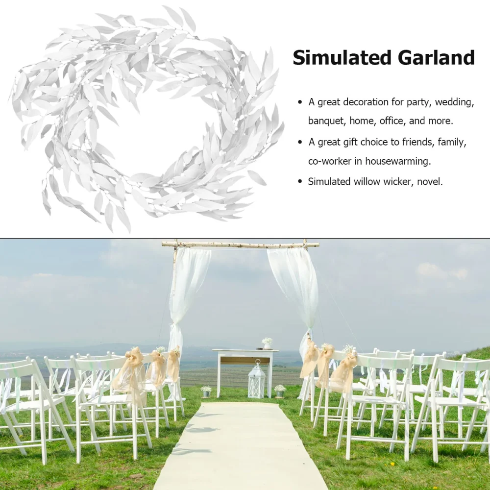 1pc Houshold Decorative Simulated Willow Wicker Rattan Wedding Party Decoration Artificial Rattan Adornment for Decor (White)