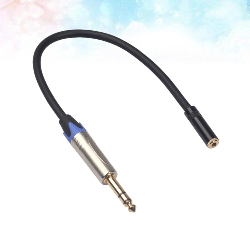 6.35mm Stereo Plug Male to 3.5mm Stereo Jack Female Socket Headphone Extension Cable 0.3m Audio Cable TC203NF03 (Black)