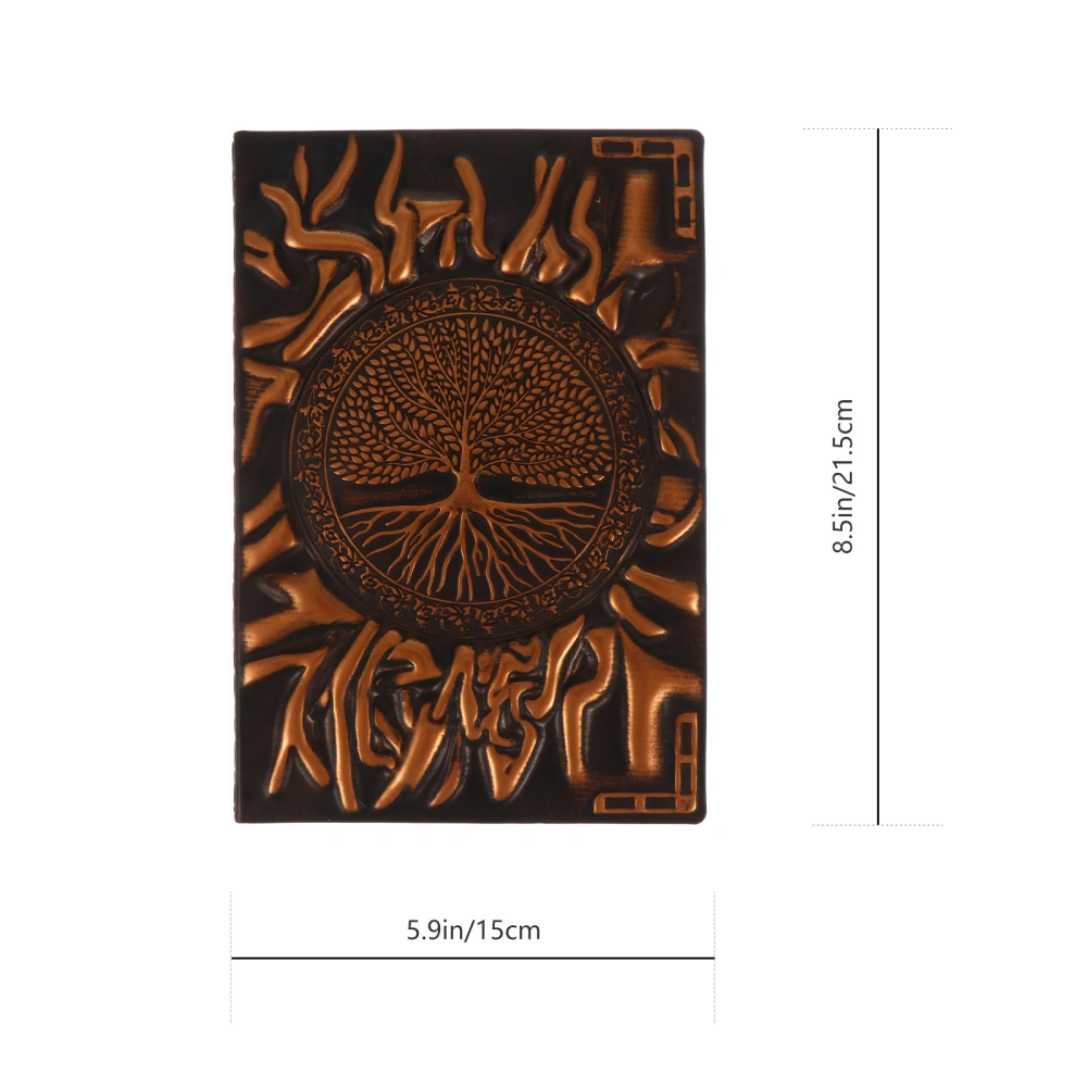 A5 Travel Journal Hardcover Diary Book Embossed Life Tree Notepad Book (Coffee)