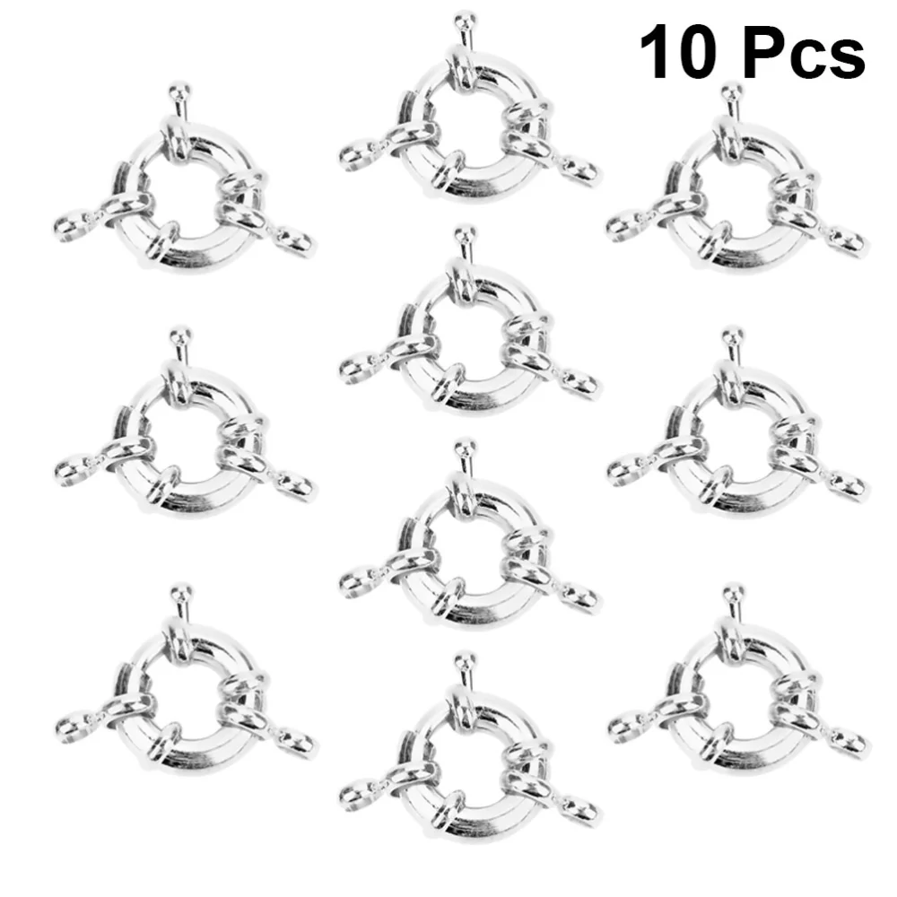 10 Pcs Mini Q Shape Jewelry Clasps Four Holes Clasp for Necklace Bracelet Chain DIY Bracket Jewellery Making (Silver, 11MM)