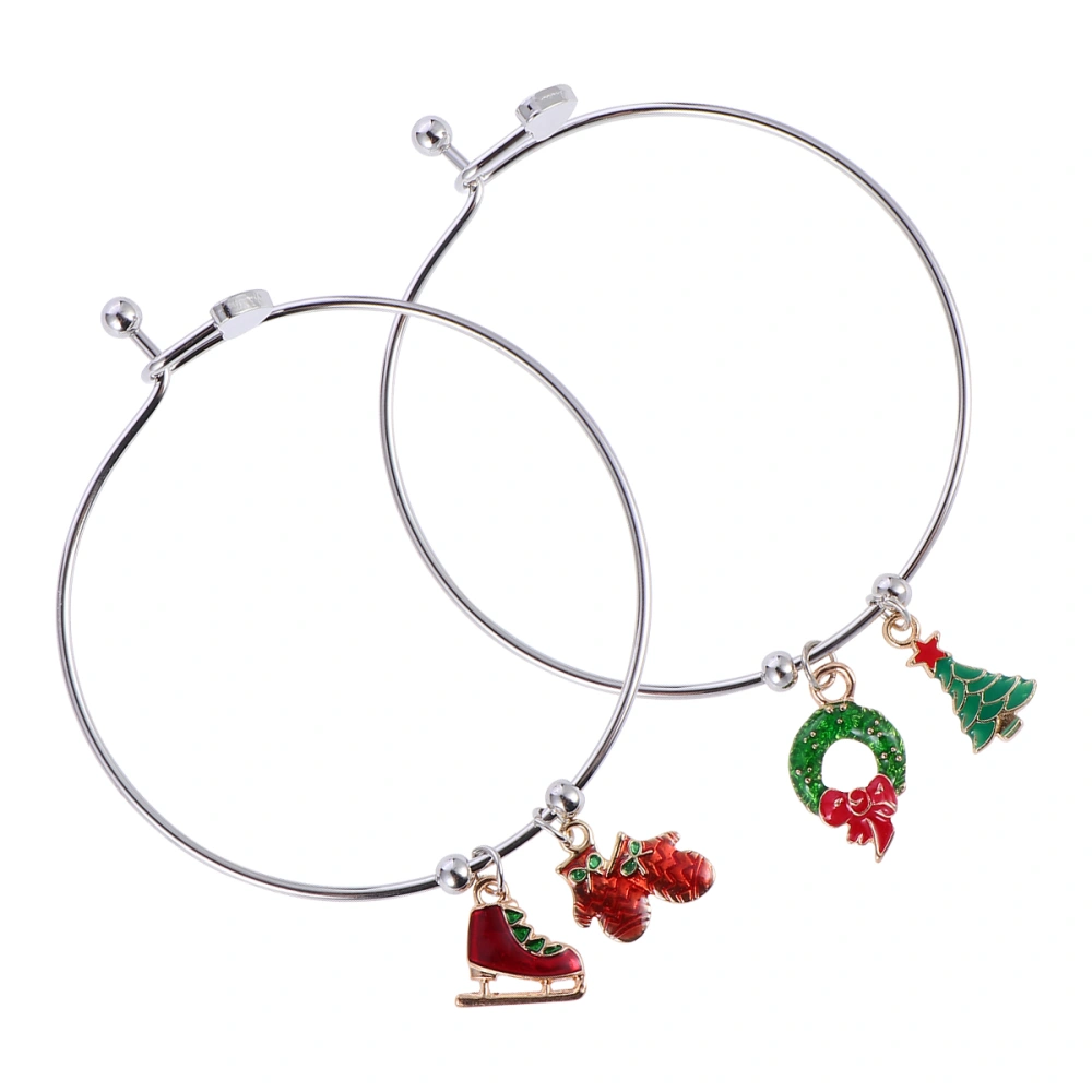 2pcs Creative Christmas Bracelet Decor Wrist Chain Exquisite Ladies Bracelet