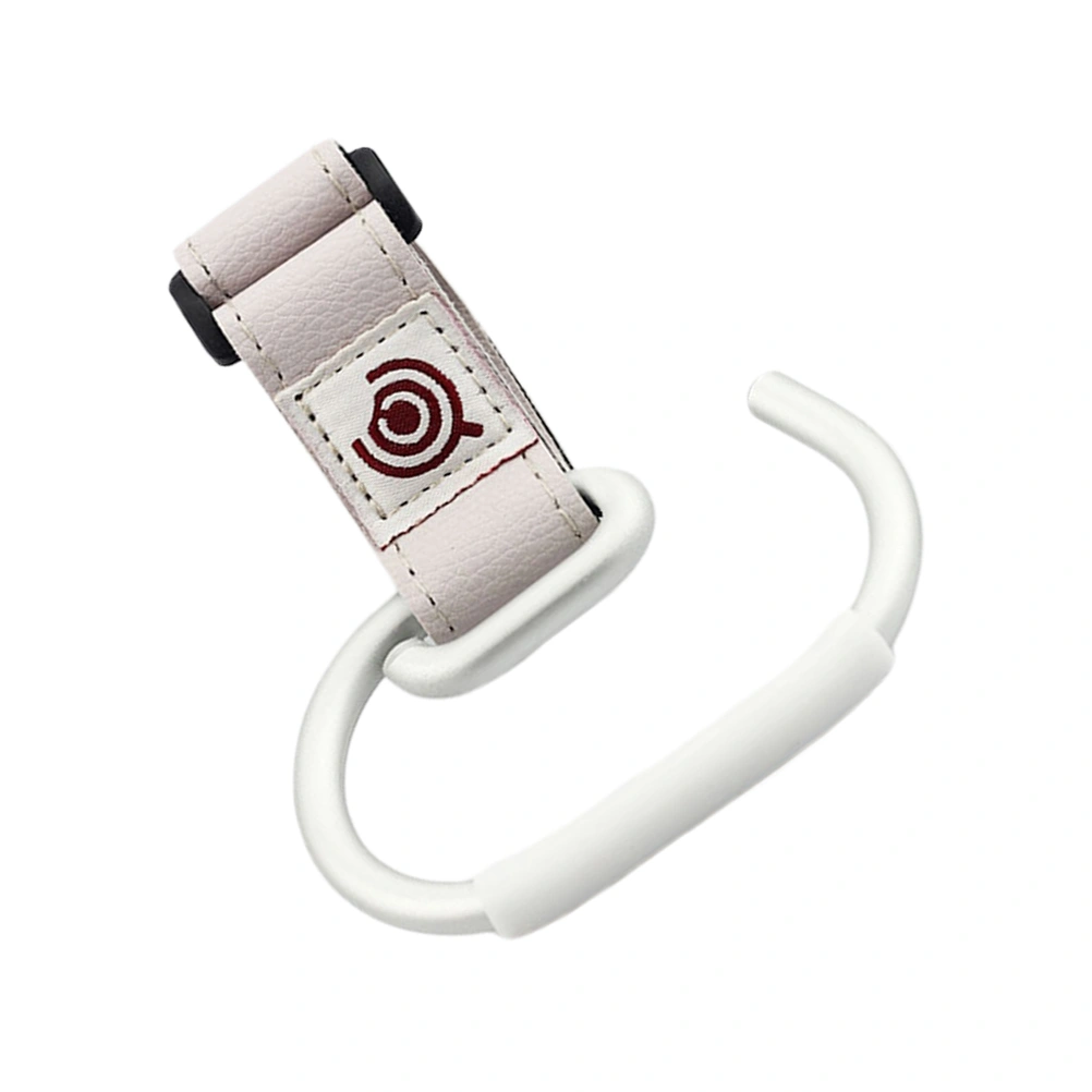 Baby Stroller Hook Clips Convenient Stroller Accessories Baby Stroller Hanger for Hanging Diaper Bags Purse Stroller Organizer (White Belt, Silver Hook)